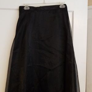 Dramatic black taffeta maxi skirt with sheer layer